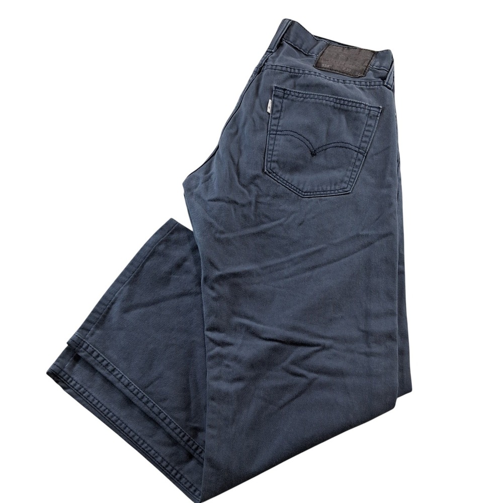 Levi's 514 Straight Fit Pants Mens 32x27 Gray Blue Cotton Twill 00514-0521‎